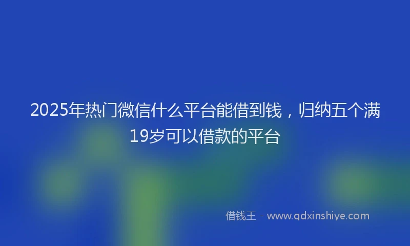 2025年热门微信什么平台能借到钱，归纳五个满19岁可以借款的平台