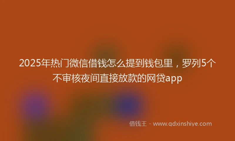 2025年热门微信借钱怎么提到钱包里,罗列5个不审核夜间直接放款的网贷app