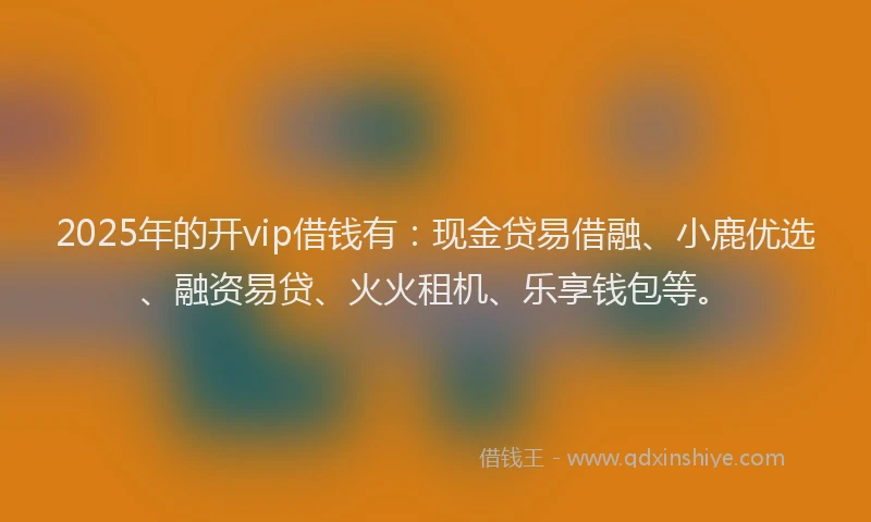 2025年的开vip借钱有：现金贷易借融、小鹿优选、融资易贷、火火租机、乐享钱包等。