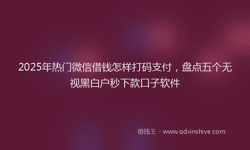 2025年热门微信借钱怎样打码支付，盘点五个无视黑白户秒下款口子软件