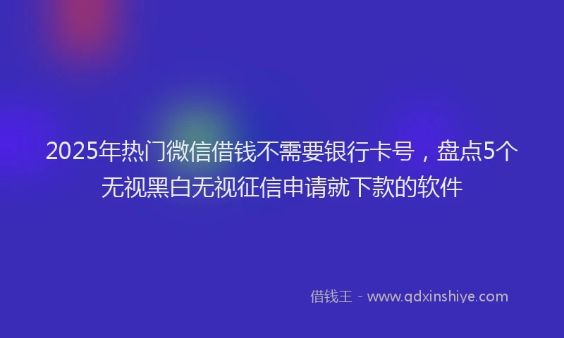 2025年热门微信借钱不需要银行卡号，盘点5个无视黑白无视征信申请就下款的软件
