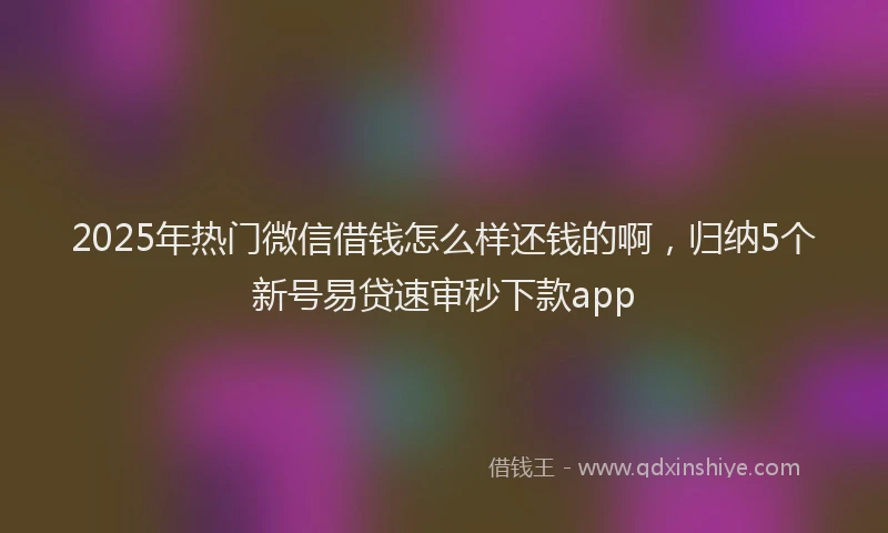2025年热门微信借钱怎么样还钱的啊，归纳5个新号易贷速审秒下款app