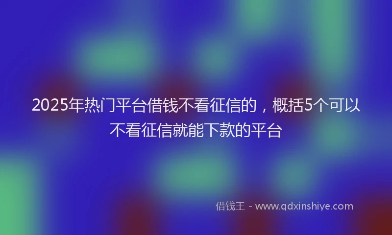 2025年热门平台借钱不看征信的，概括5个可以不看征信就能下款的平台