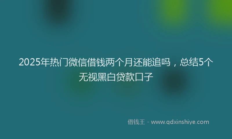 2025年热门微信借钱两个月还能追吗，总结5个无视黑白贷款口子