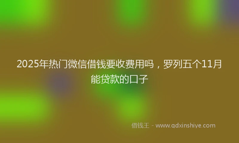 2025年热门微信借钱要收费用吗，罗列五个11月能贷款的口子