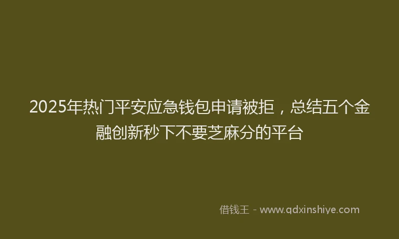 2025年热门平安应急钱包申请被拒，总结五个金融创新秒下不要芝麻分的平台