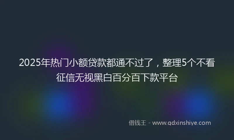 2025年热门小额贷款都通不过了，整理5个不看征信无视黑白百分百下款平台