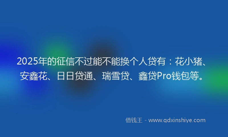 2025年的征信不过能不能换个人贷有：花小猪、安鑫花、日日贷通、瑞雪贷、鑫贷Pro钱包等。