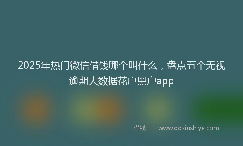 2025年热门微信借钱哪个叫什么，盘点五个无视逾期大数据花户黑户app
