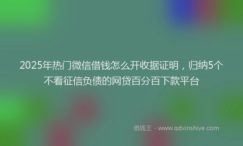 2025年热门微信借钱怎么开收据证明，归纳5个不看征信负债的网贷百分百下款平台