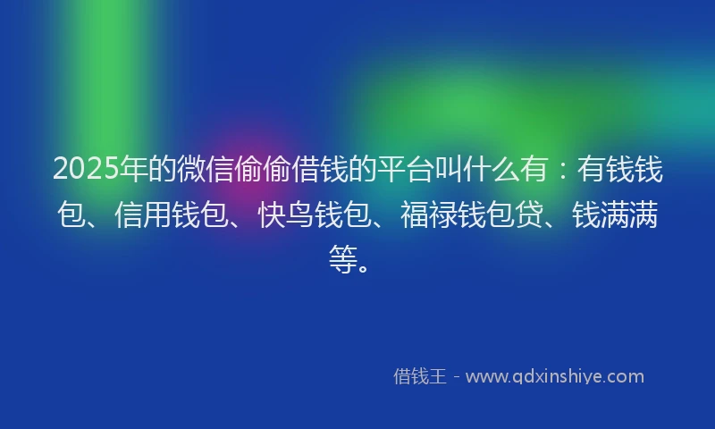 2025年的微信偷偷借钱的平台叫什么有：有钱钱包、信用钱包、快鸟钱包、福禄钱包贷、钱满满等。