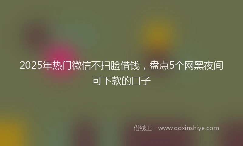 2025年热门微信不扫脸借钱,盘点5个网黑夜间可下款的口子