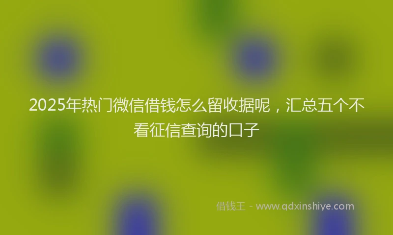 2025年热门微信借钱怎么留收据呢,汇总五个不看征信查询的口子