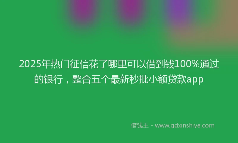 2025年热门征信花了哪里可以借到钱100%通过的银行，整合五个最新秒批小额贷款app
