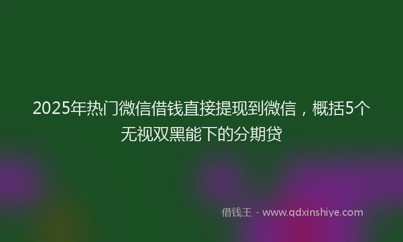 2025年热门微信借钱直接提现到微信，概括5个无视双黑能下的分期贷