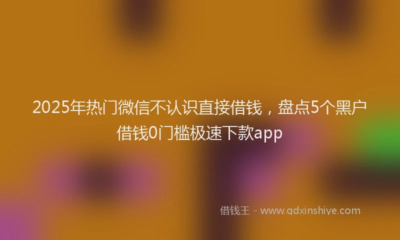 2025年热门微信不认识直接借钱，盘点5个黑户借钱0门槛极速下款app