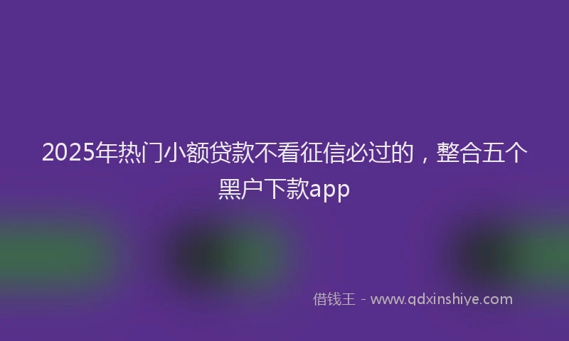 2025年热门小额贷款不看征信必过的，整合五个黑户下款app