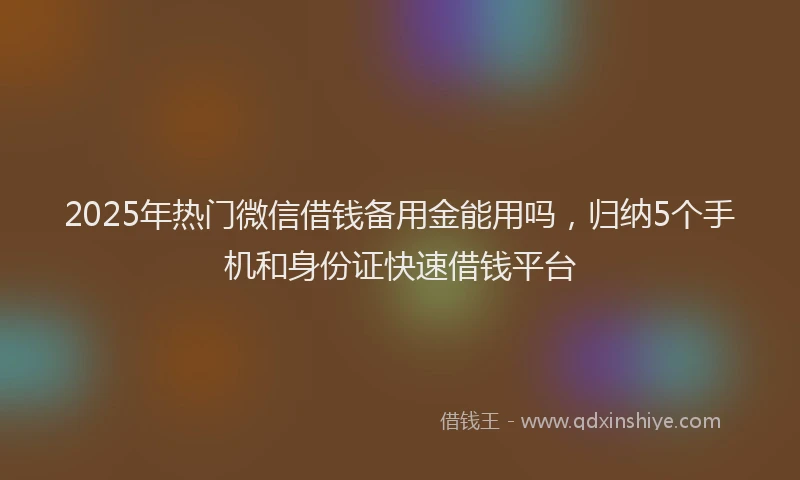 2025年热门微信借钱备用金能用吗，归纳5个手机和身份证快速借钱平台
