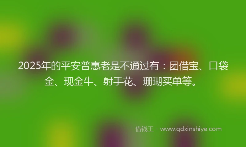 2025年的平安普惠老是不通过有：团借宝、口袋金、现金牛、射手花、珊瑚买单等。