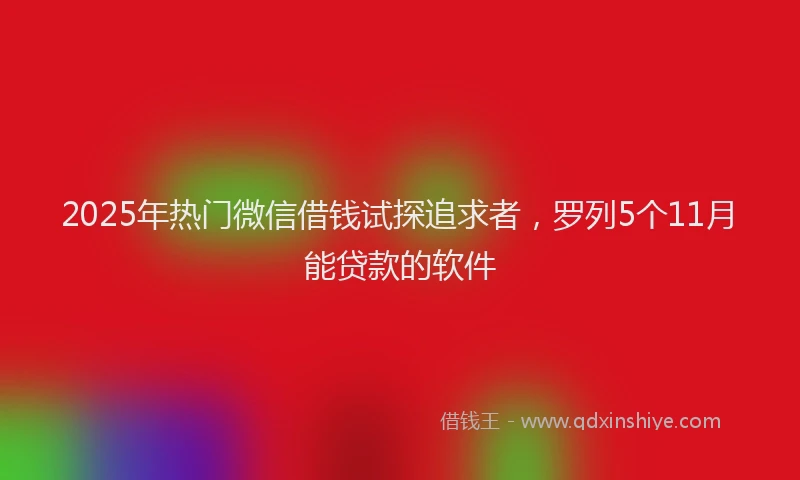 2025年热门微信借钱试探追求者,罗列5个11月能贷款的软件