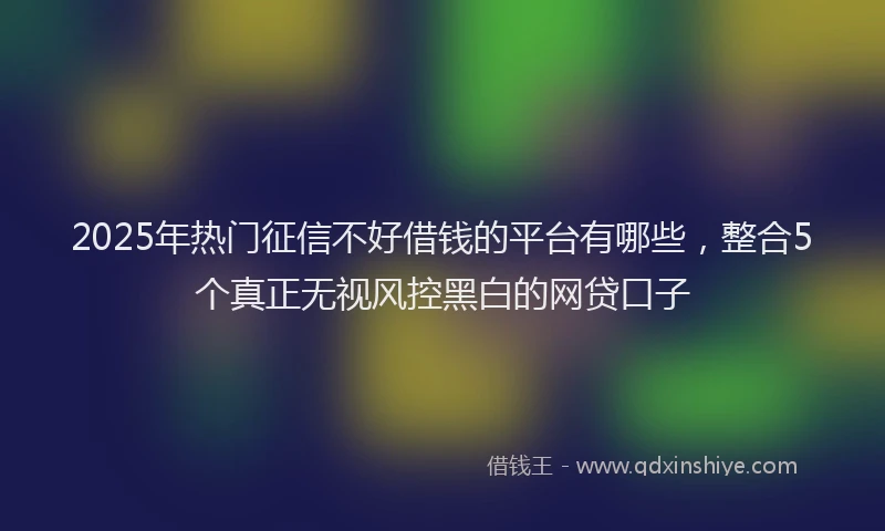 2025年热门征信不好借钱的平台有哪些，整合5个真正无视风控黑白的网贷口子