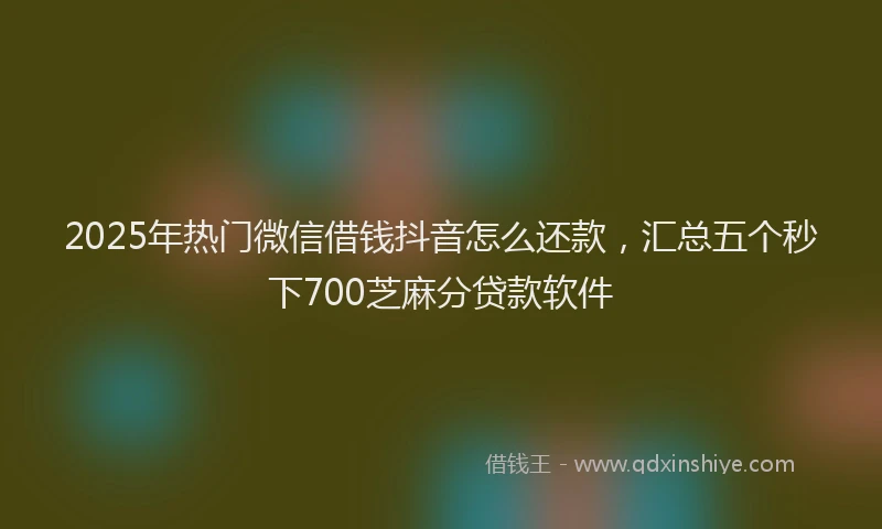 2025年热门微信借钱抖音怎么还款，汇总五个秒下700芝麻分贷款软件