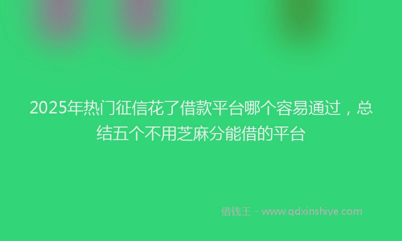 2025年热门征信花了借款平台哪个容易通过，总结五个不用芝麻分能借的平台