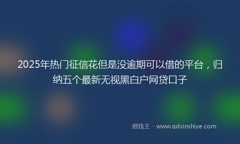 2025年热门征信花但是没逾期可以借的平台，归纳五个最新无视黑白户网贷口子