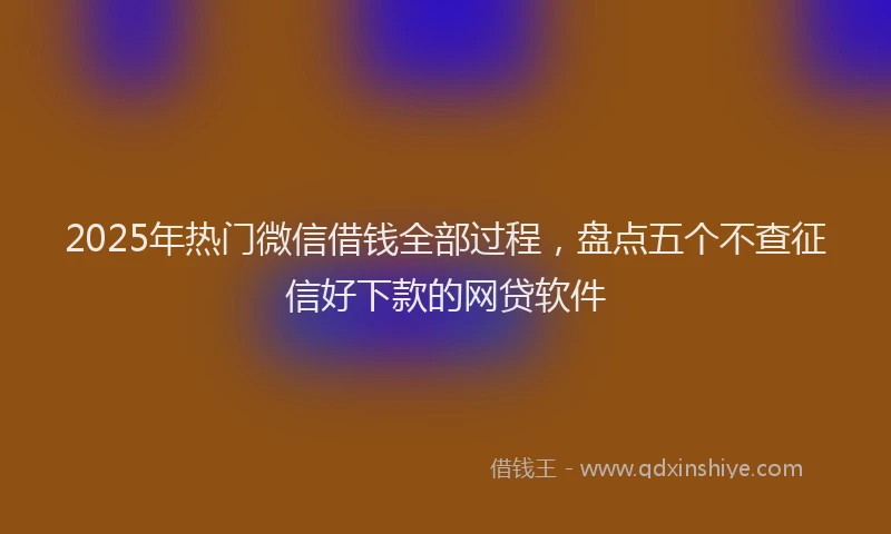 2025年热门微信借钱全部过程，盘点五个不查征信好下款的网贷软件