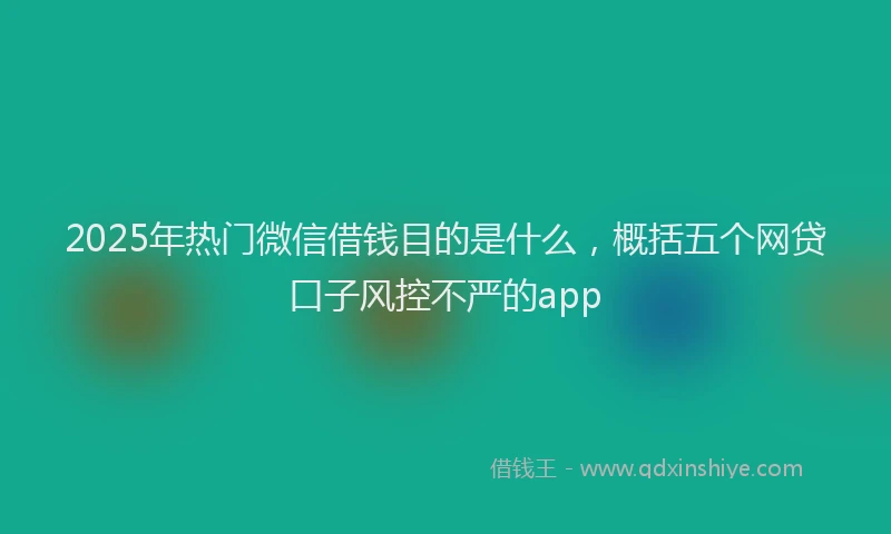 2025年热门微信借钱目的是什么，概括五个网贷口子风控不严的app