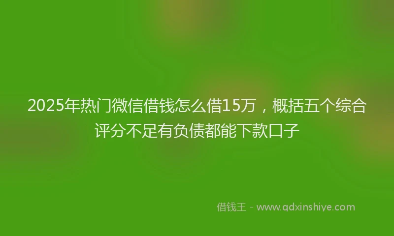 2025年热门微信借钱怎么借15万，概括五个综合评分不足有负债都能下款口子