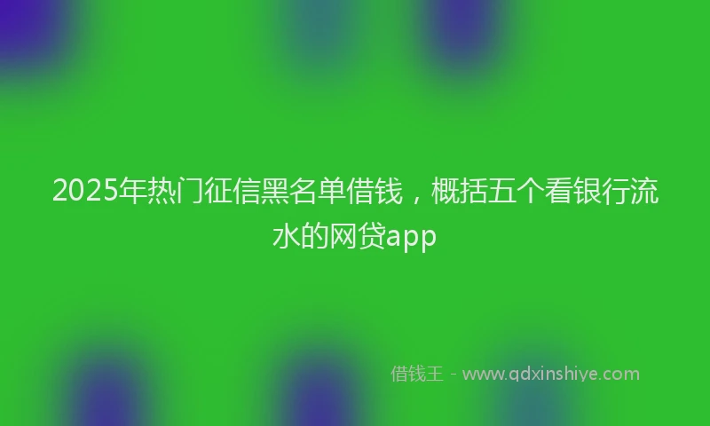 2025年热门征信黑名单借钱，概括五个看银行流水的网贷app