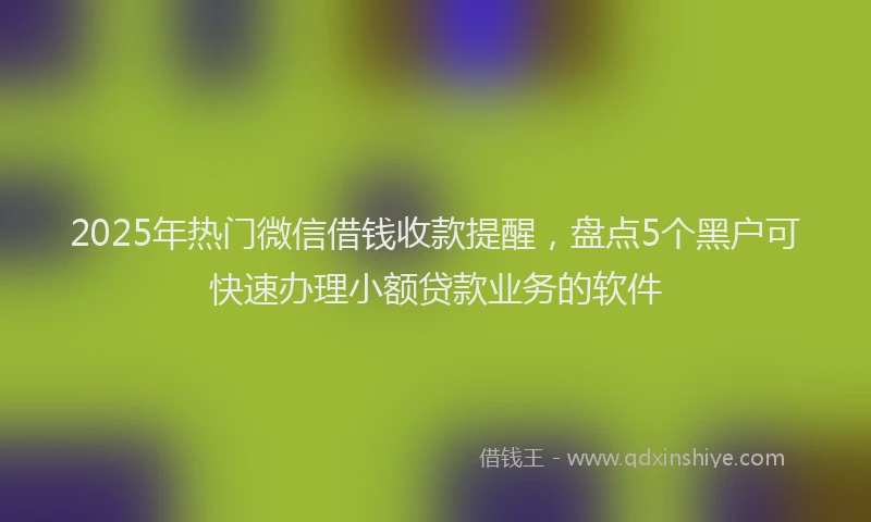 2025年热门微信借钱收款提醒，盘点5个黑户可快速办理小额贷款业务的软件
