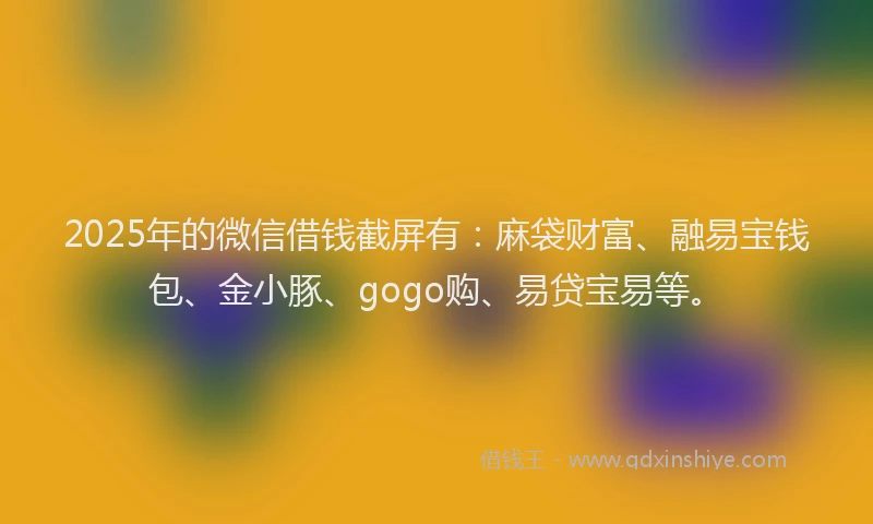 2025年的微信借钱截屏有：麻袋财富、融易宝钱包、金小豚、gogo购、易贷宝易等。