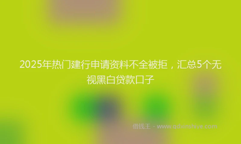 2025年热门建行申请资料不全被拒，汇总5个无视黑白贷款口子