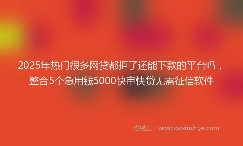 2025年热门很多网贷都拒了还能下款的平台吗，整合5个急用钱5000快审快贷无需征信软件