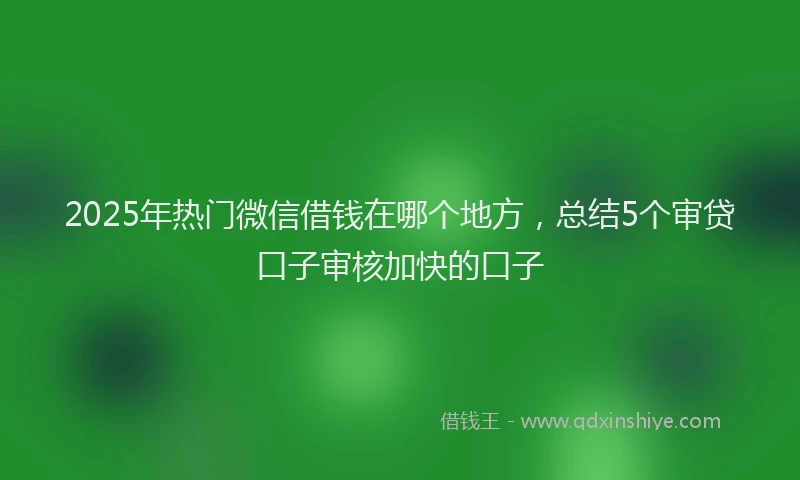 2025年热门微信借钱在哪个地方，总结5个审贷口子审核加快的口子