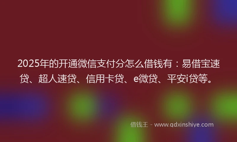 2025年的开通微信支付分怎么借钱有：易借宝速贷、超人速贷、信用卡贷、e微贷、平安i贷等。