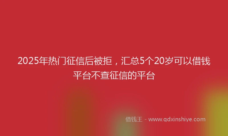 2025年热门征信后被拒，汇总5个20岁可以借钱平台不查征信的平台