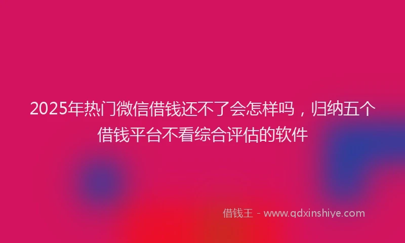 2025年热门微信借钱还不了会怎样吗，归纳五个借钱平台不看综合评估的软件