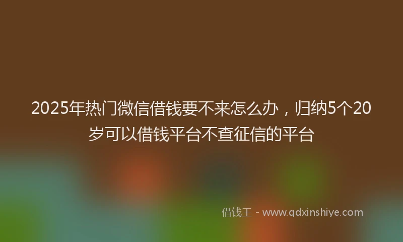 2025年热门微信借钱要不来怎么办，归纳5个20岁可以借钱平台不查征信的平台