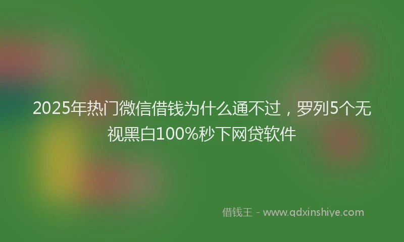 2025年热门微信借钱为什么通不过，罗列5个无视黑白100%秒下网贷软件