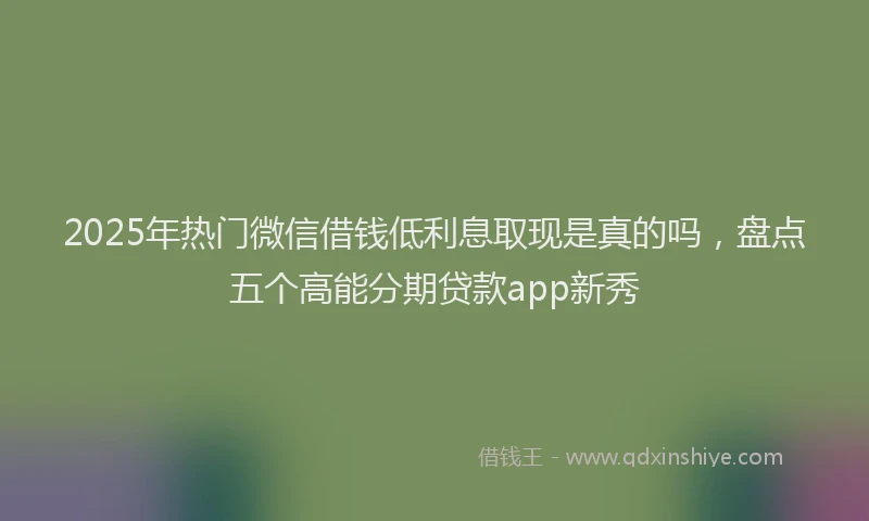 2025年热门微信借钱低利息取现是真的吗，盘点五个高能分期贷款app新秀