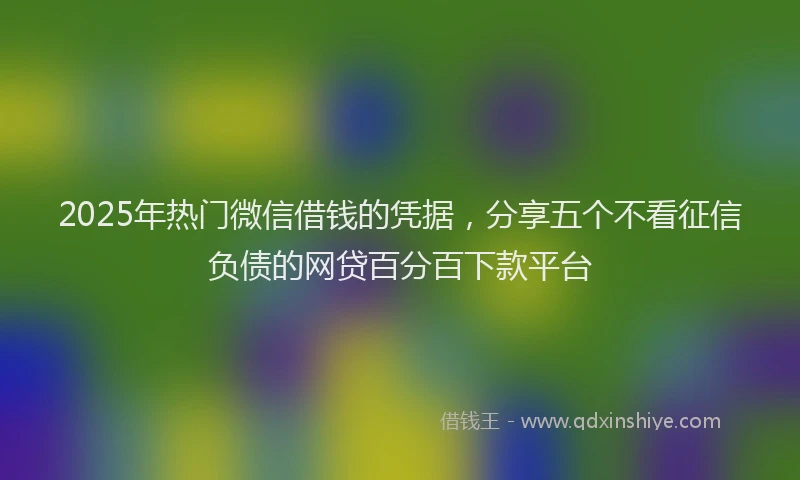2025年热门微信借钱的凭据，分享五个不看征信负债的网贷百分百下款平台