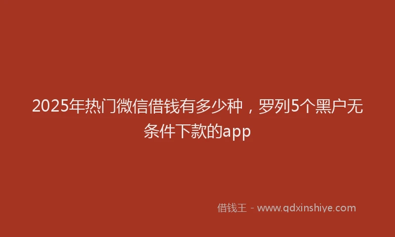 2025年热门微信借钱有多少种,罗列5个黑户无条件下款的app