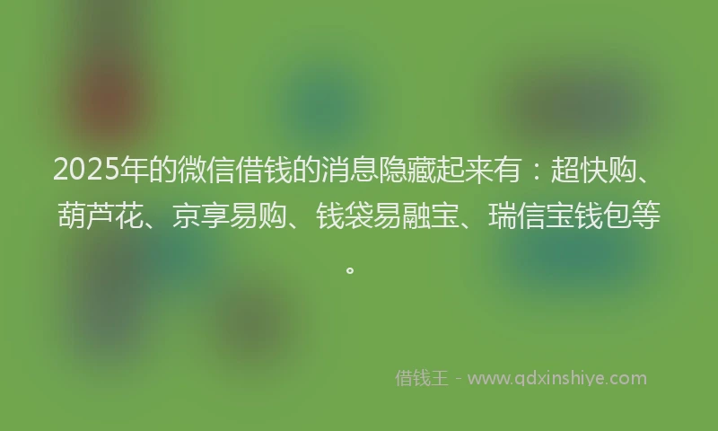 2025年的微信借钱的消息隐藏起来有：超快购、葫芦花、京享易购、钱袋易融宝、瑞信宝钱包等。