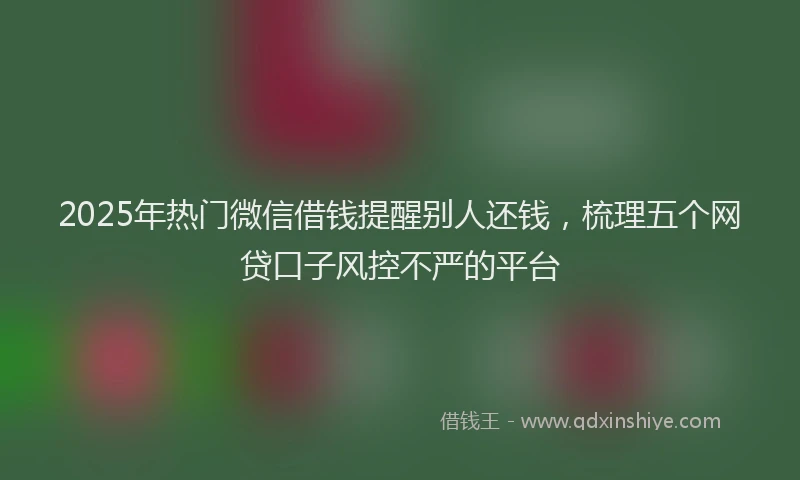 2025年热门微信借钱提醒别人还钱，梳理五个网贷口子风控不严的平台