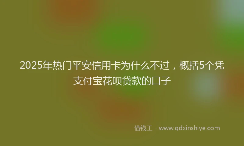 2025年热门平安信用卡为什么不过，概括5个凭支付宝花呗贷款的口子