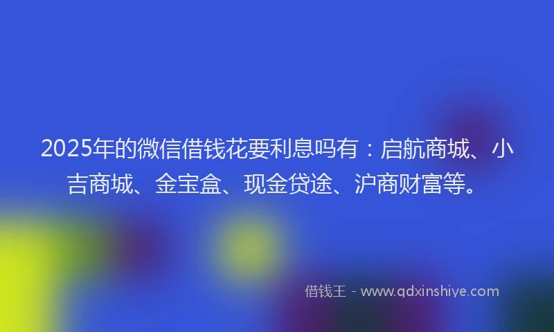 2025年的微信借钱花要利息吗有：启航商城、小吉商城、金宝盒、现金贷途、沪商财富等。