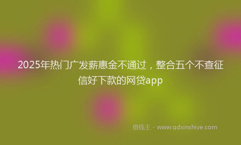 2025年热门广发薪惠金不通过，整合五个不查征信好下款的网贷app